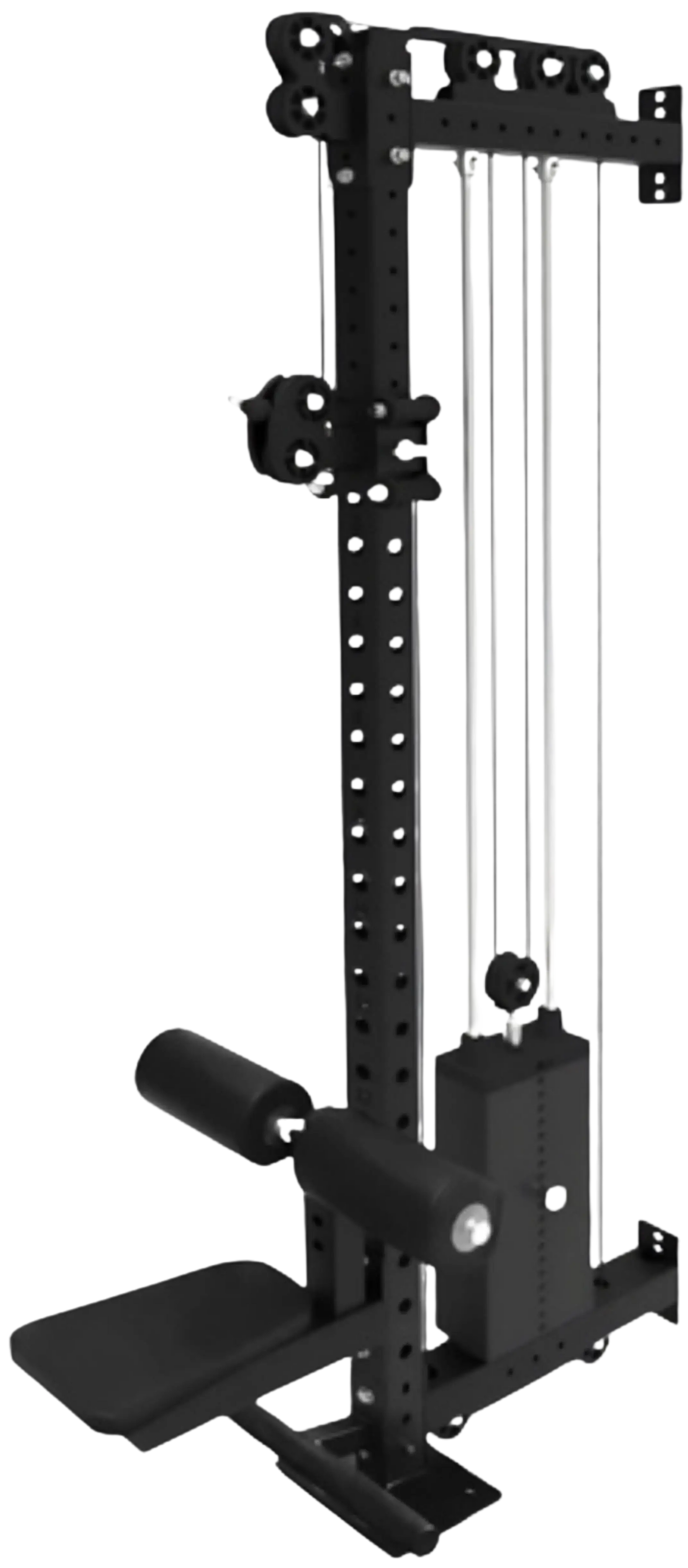 French Fitness Rack & Rig Rack Mounted Cable Column w/Lat Seat and Row Attachment (New) Image