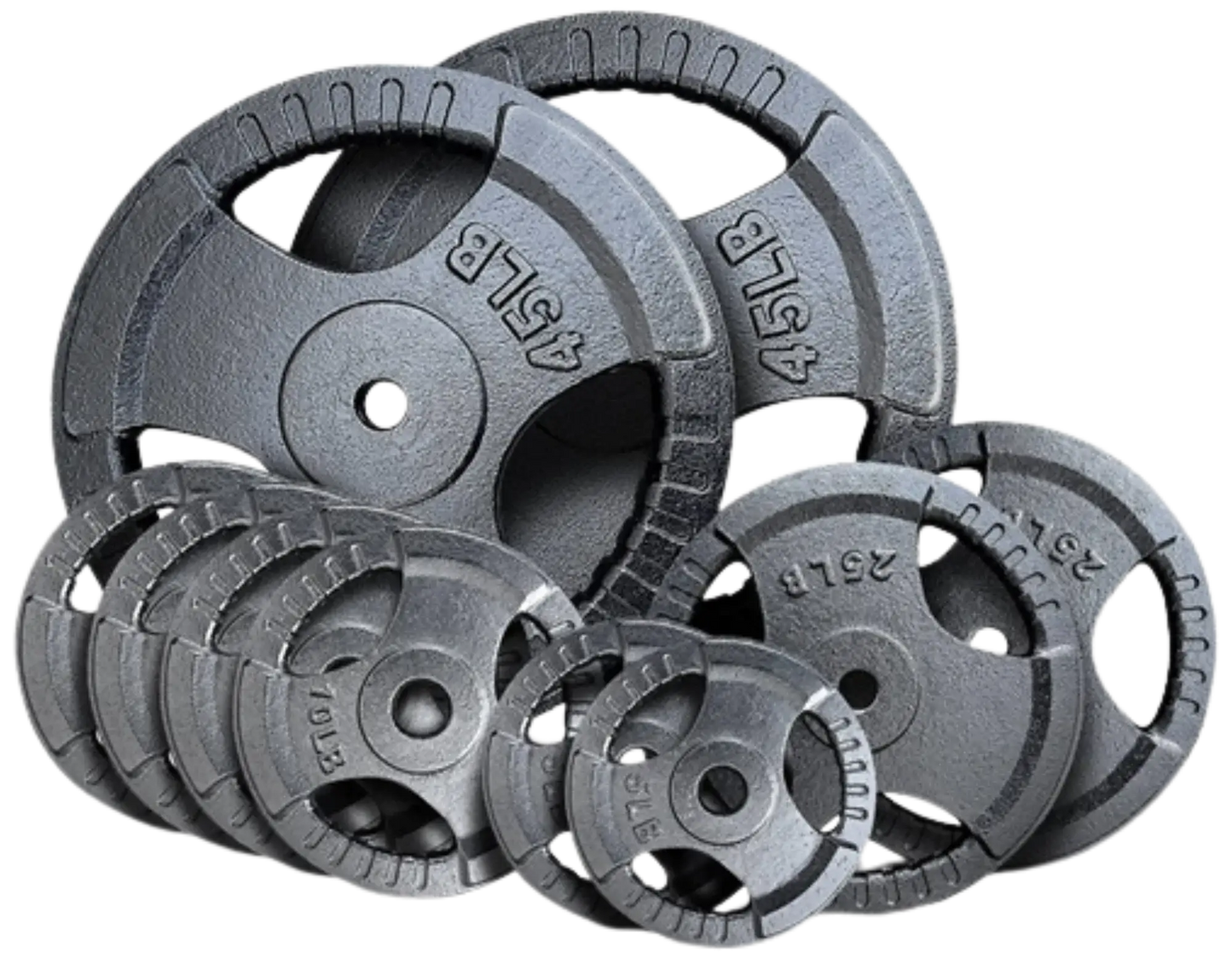 French Fitness Standard Cast Iron 1" Weight Plate Set 190 lbs (New) Image