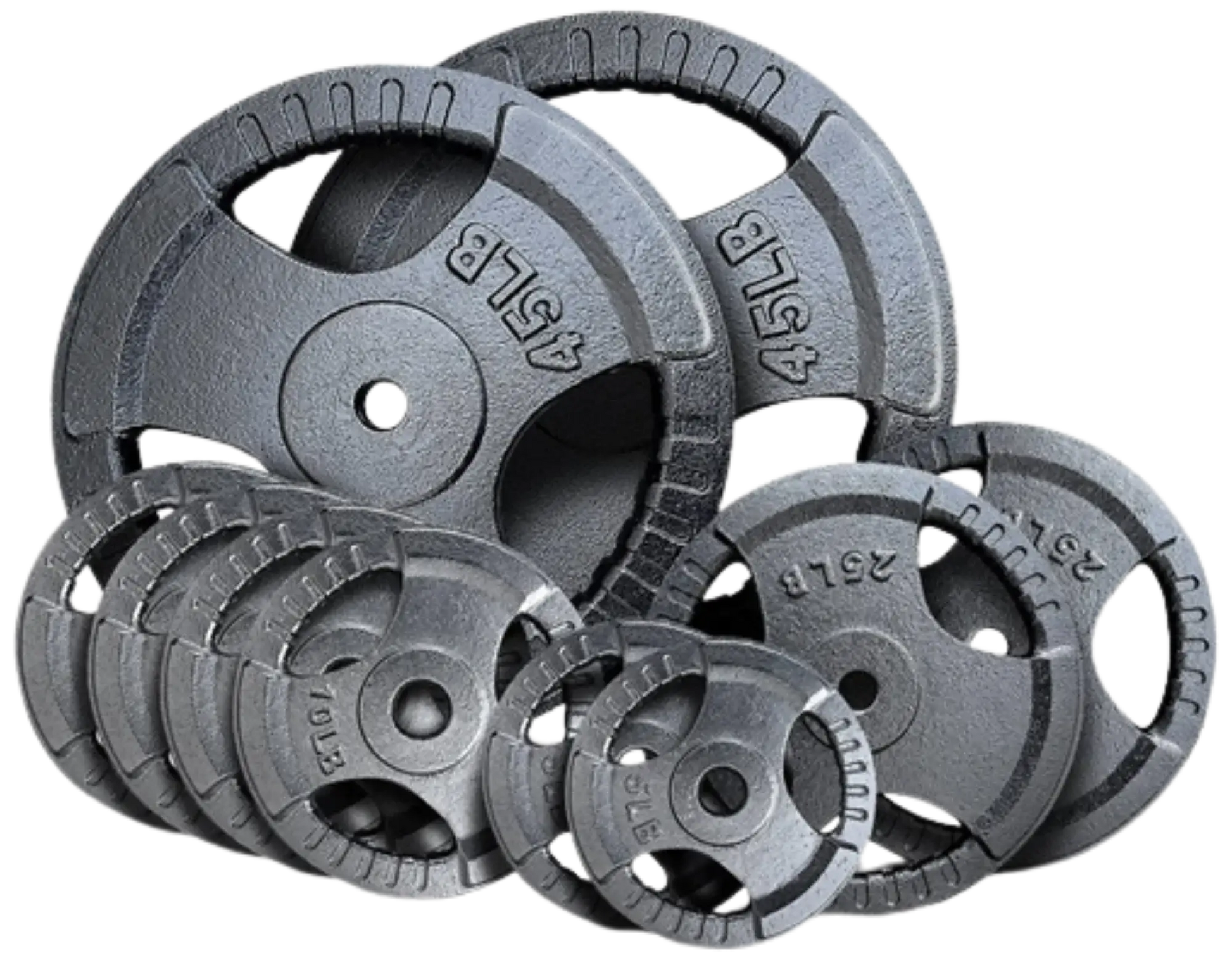 French Fitness Standard Cast Iron 1" Weight Plate Set 190 lbs (New) Image