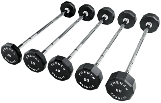 French Fitness Straight Urethane Barbell Bar - Set of 5 (20-60 lbs) (New) Image