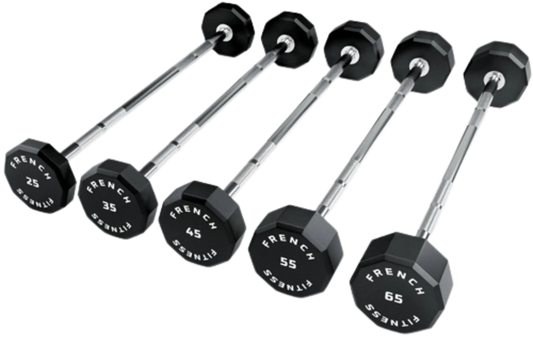 French Fitness Straight Urethane Barbell Bar - Set of 5 (25-65 lbs) (New) Image