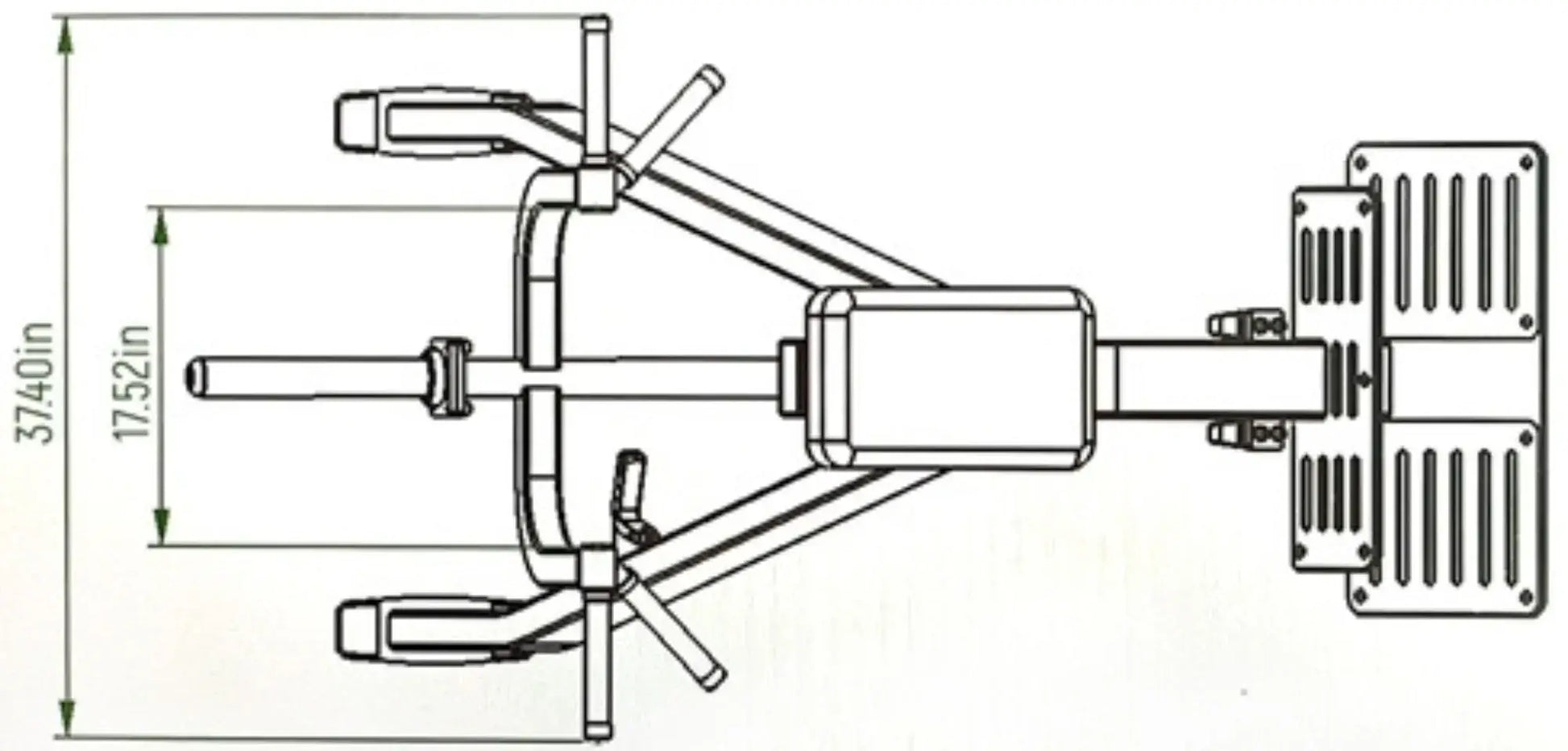 French Fitness - Chest Supported T-Bar Row TBAR-C90 Black (New) - Overhead View