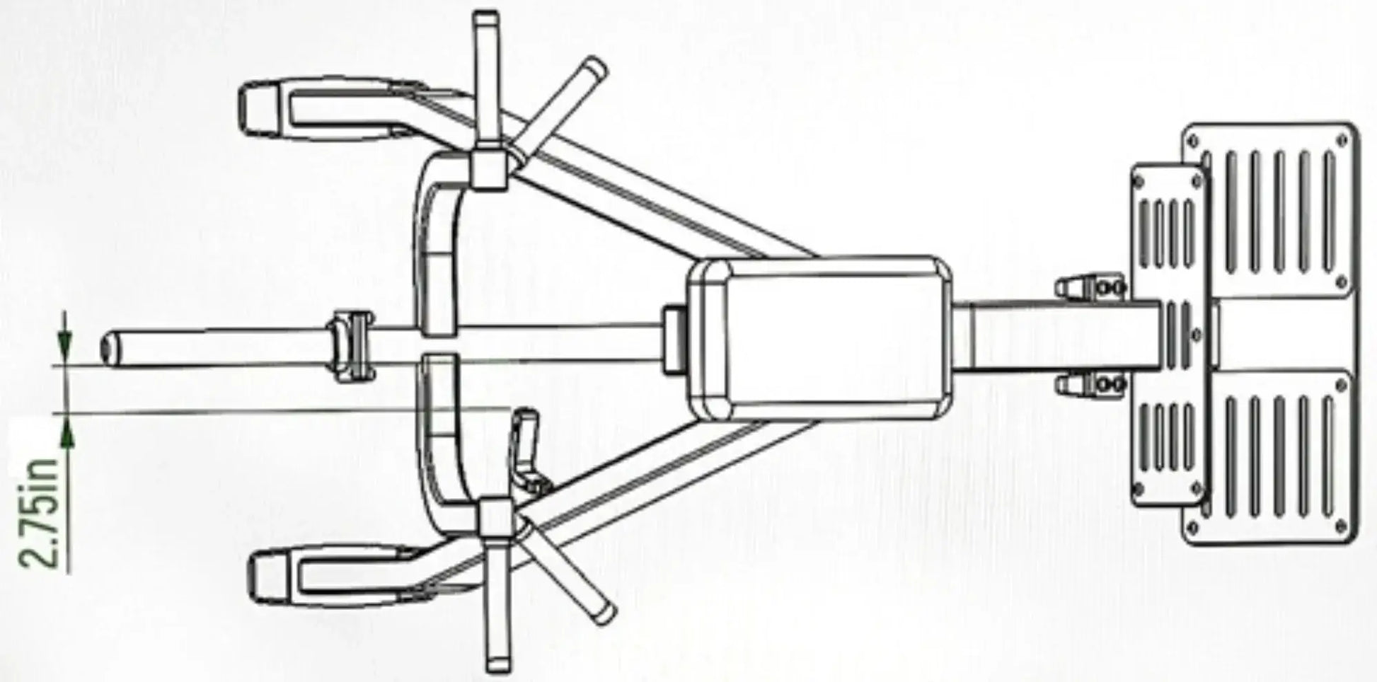 French Fitness - Chest Supported T-Bar Row TBAR-C90 Black (New) - Overhead View