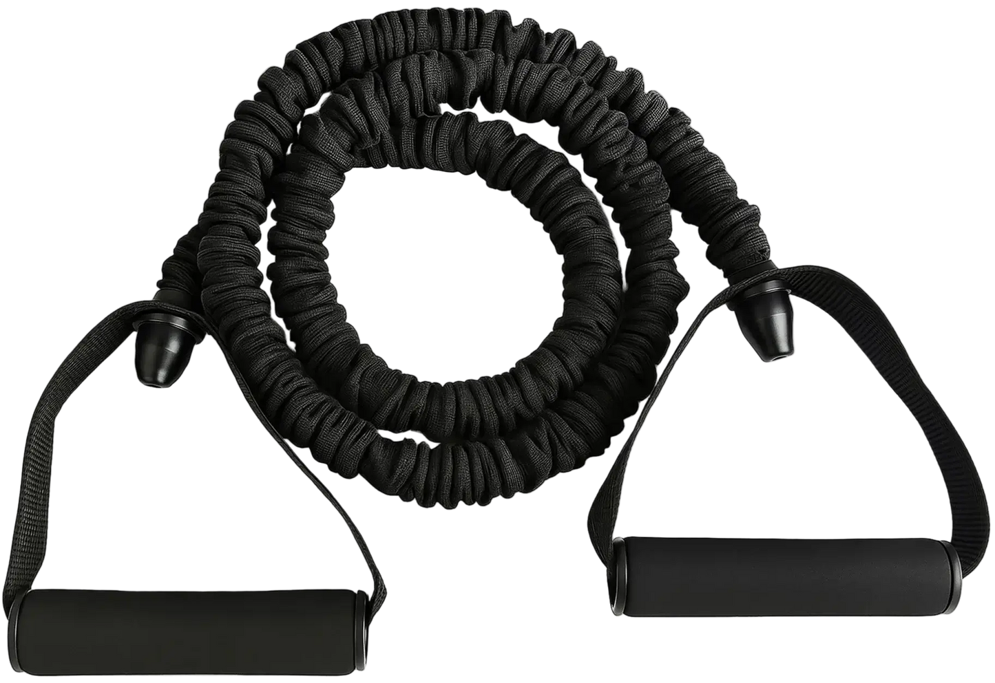 French Fitness Toning Resistance Tube Bands w/Handles - Black (30 lbs) (New) - Front View