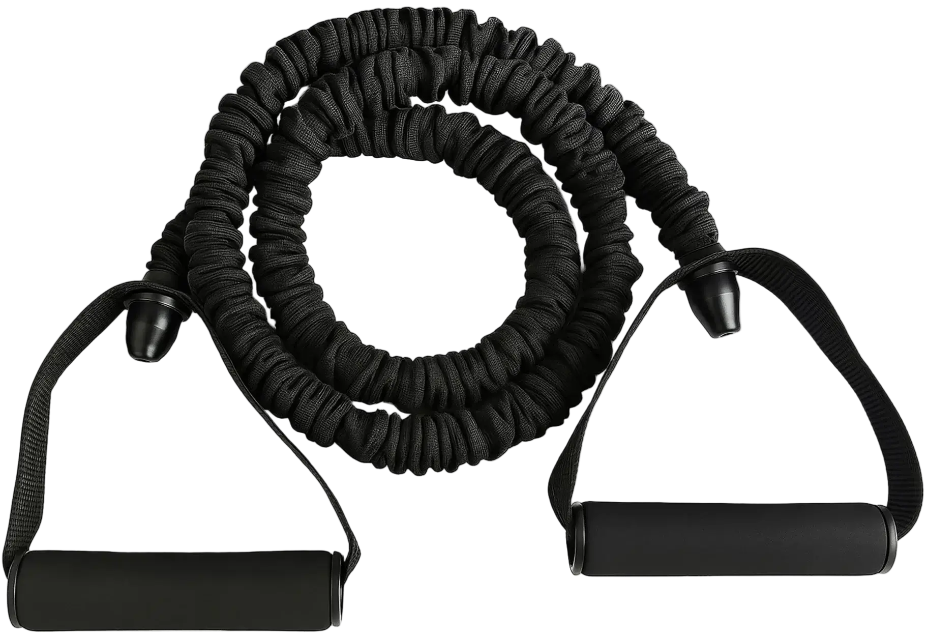 French Fitness Toning Resistance Tube Bands w/Handles - Black (30 lbs) (New) - Front View