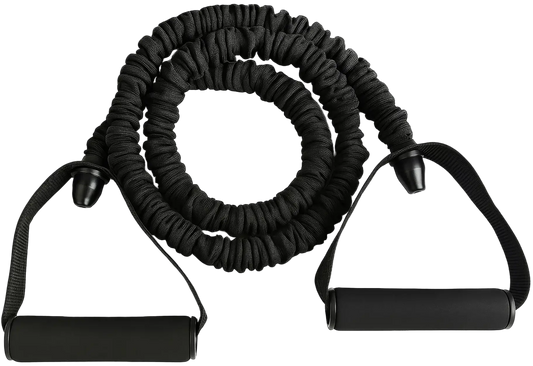 French Fitness Toning Resistance Tube Bands w/Handles - Black (30 lbs) (New) - Front View