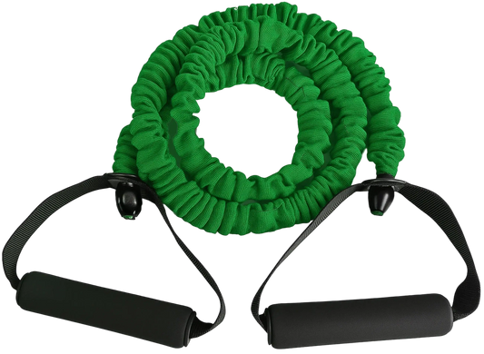 French Fitness Toning Resistance Tube Bands w/Handles - Green (20 lbs) (New) - Front View