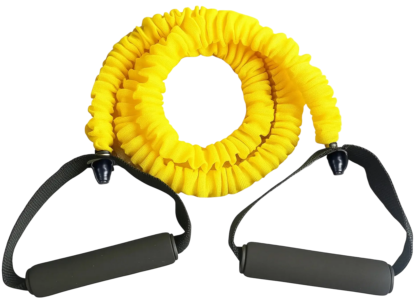 French Fitness Toning Resistance Tube Bands w/Handles - Yellow (10 lbs) (New) - Front View