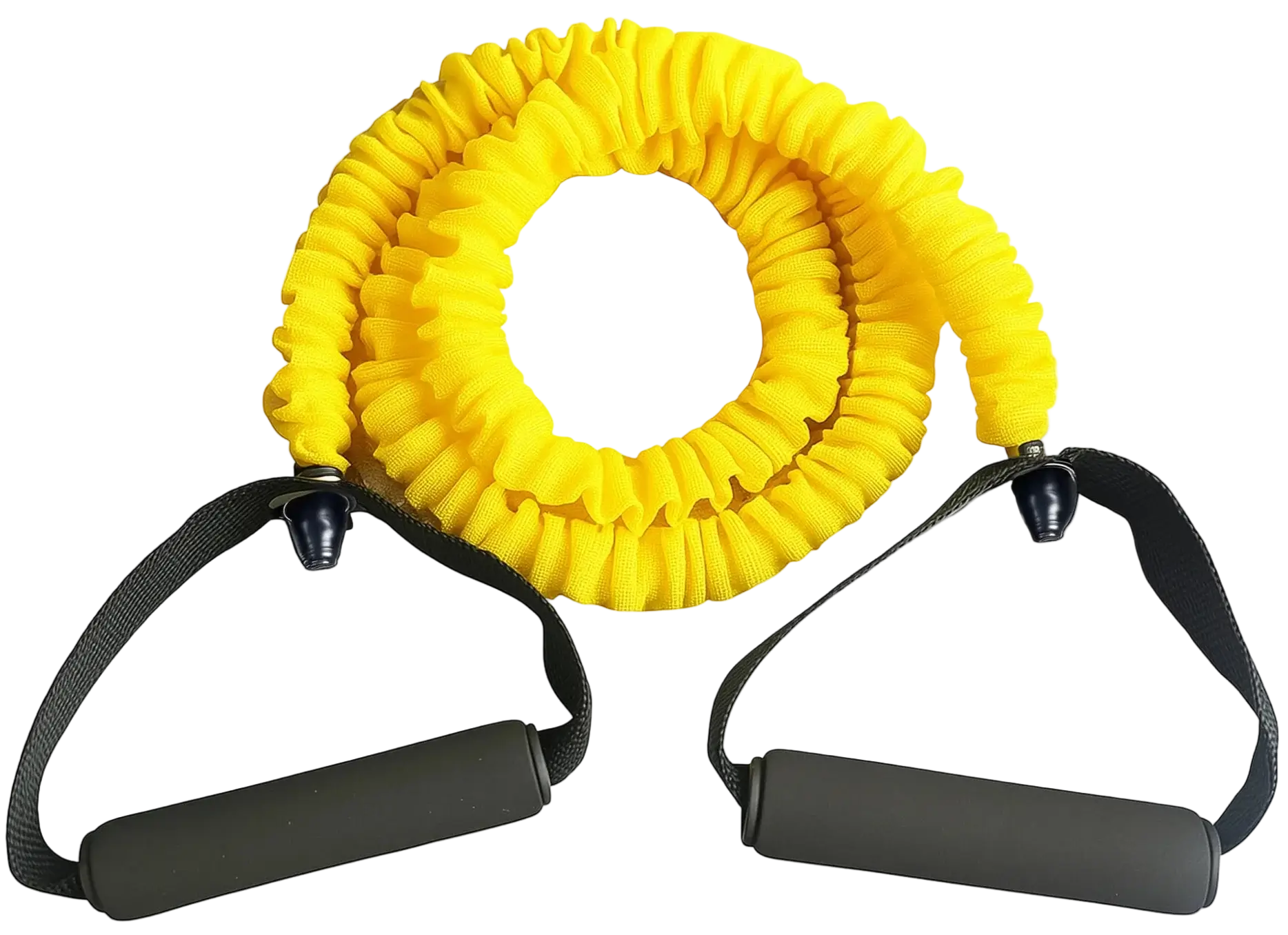 French Fitness Toning Resistance Tube Bands w/Handles - Yellow (10 lbs) (New) - Front View