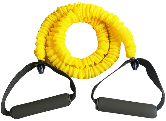 French Fitness Toning Resistance Tube Bands w/Handles - Yellow (10 lbs) (New) - Front View