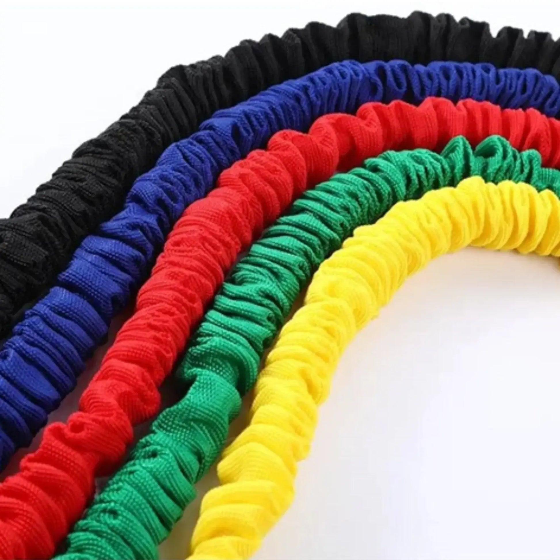 French Fitness Toning Resistance Tube Bands Set of 5 w/Handles (New) Image 2