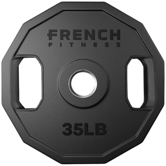 French Fitness Urethane Olympic Weight Plate V2 35 lbs Black (New) Image