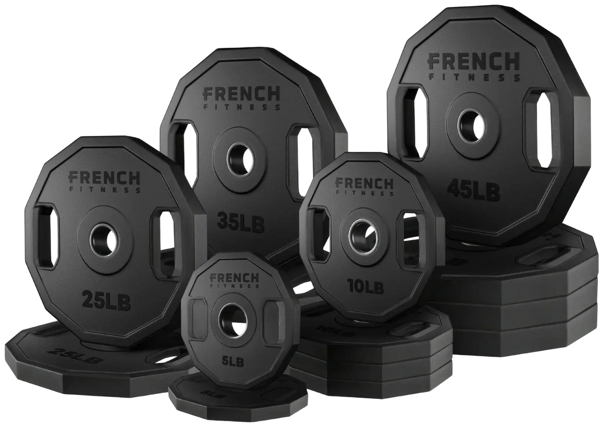 French Fitness Urethane Olympic Weight Plate V2 Set 350 lbs (New) Image