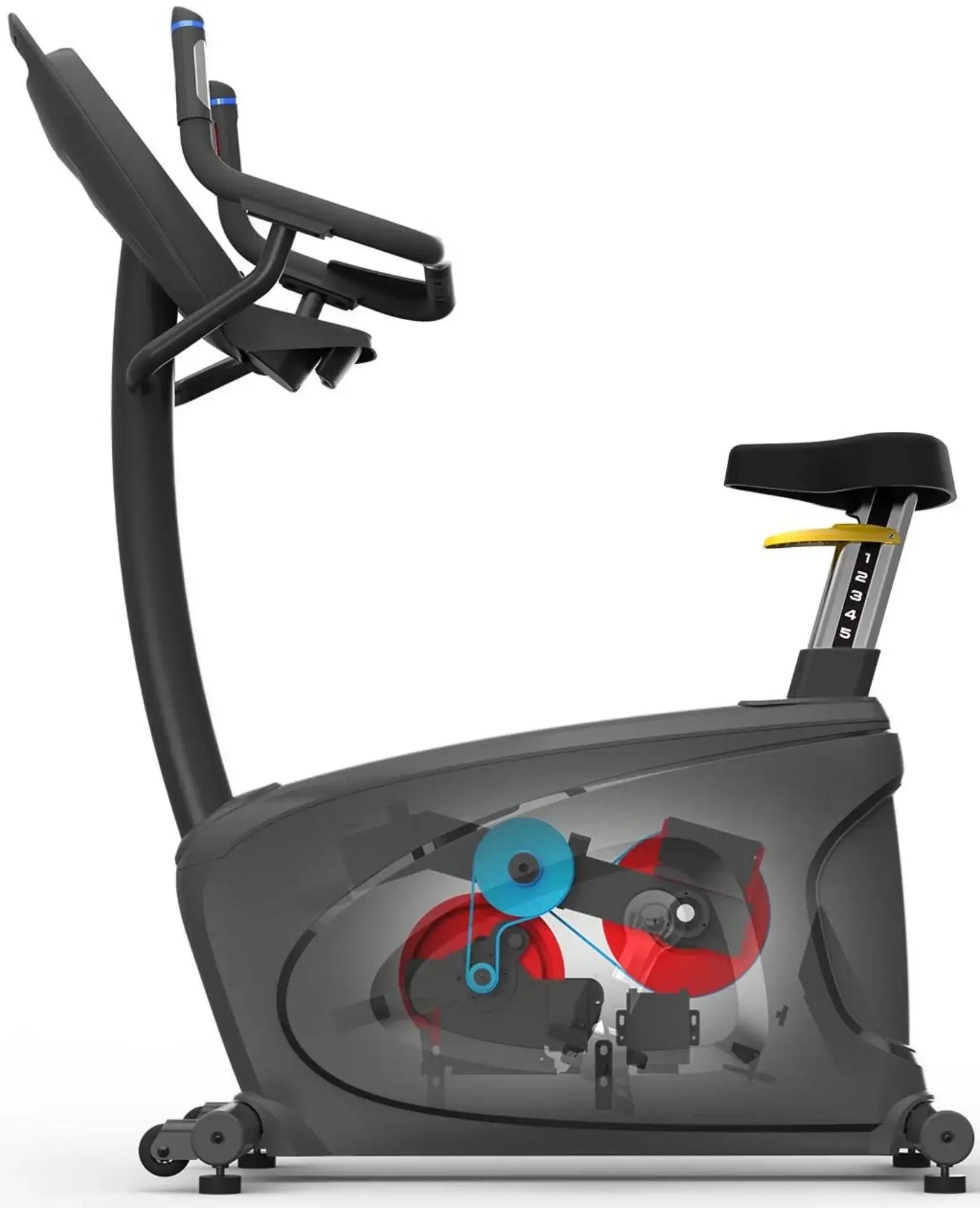 French Fitness UB420T Commercial Upright Bike w/10" Touch Console (New)- side view showing machine