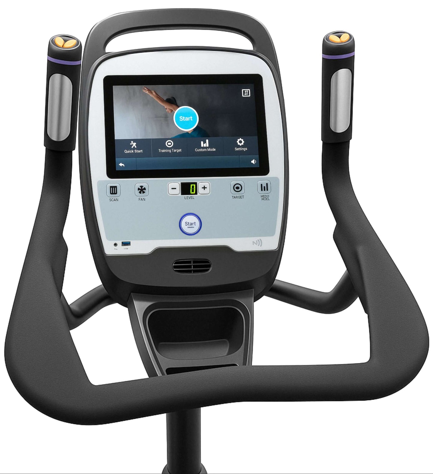 French Fitness UB420T Commercial Upright Bike w/10" Touch Console (New)- console close-up