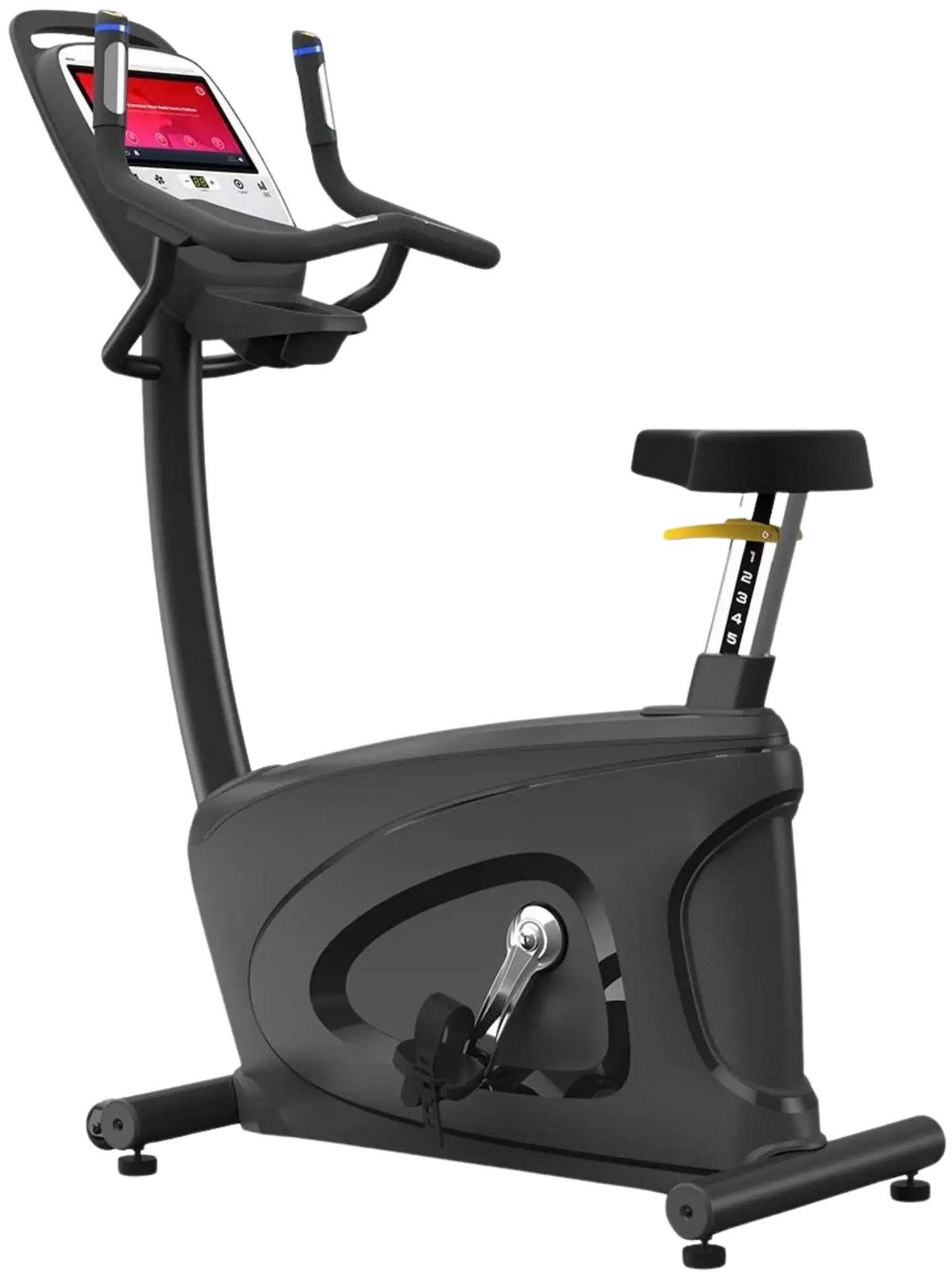 French Fitness UB420T Commercial Upright Bike w/10" Touch Console (New) - Angled Side View