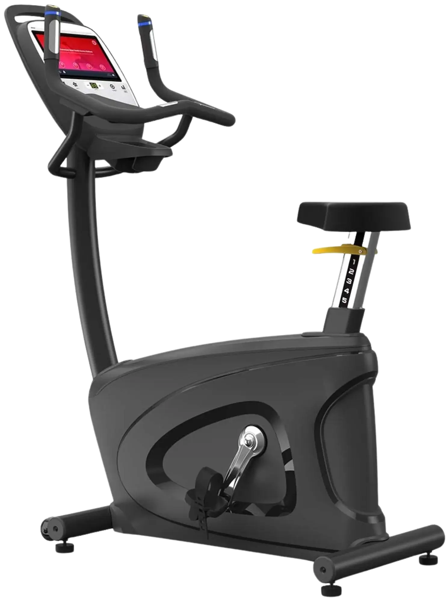 French Fitness UB420T Commercial Upright Bike w/10" Touch Console (New) - Angled Side View