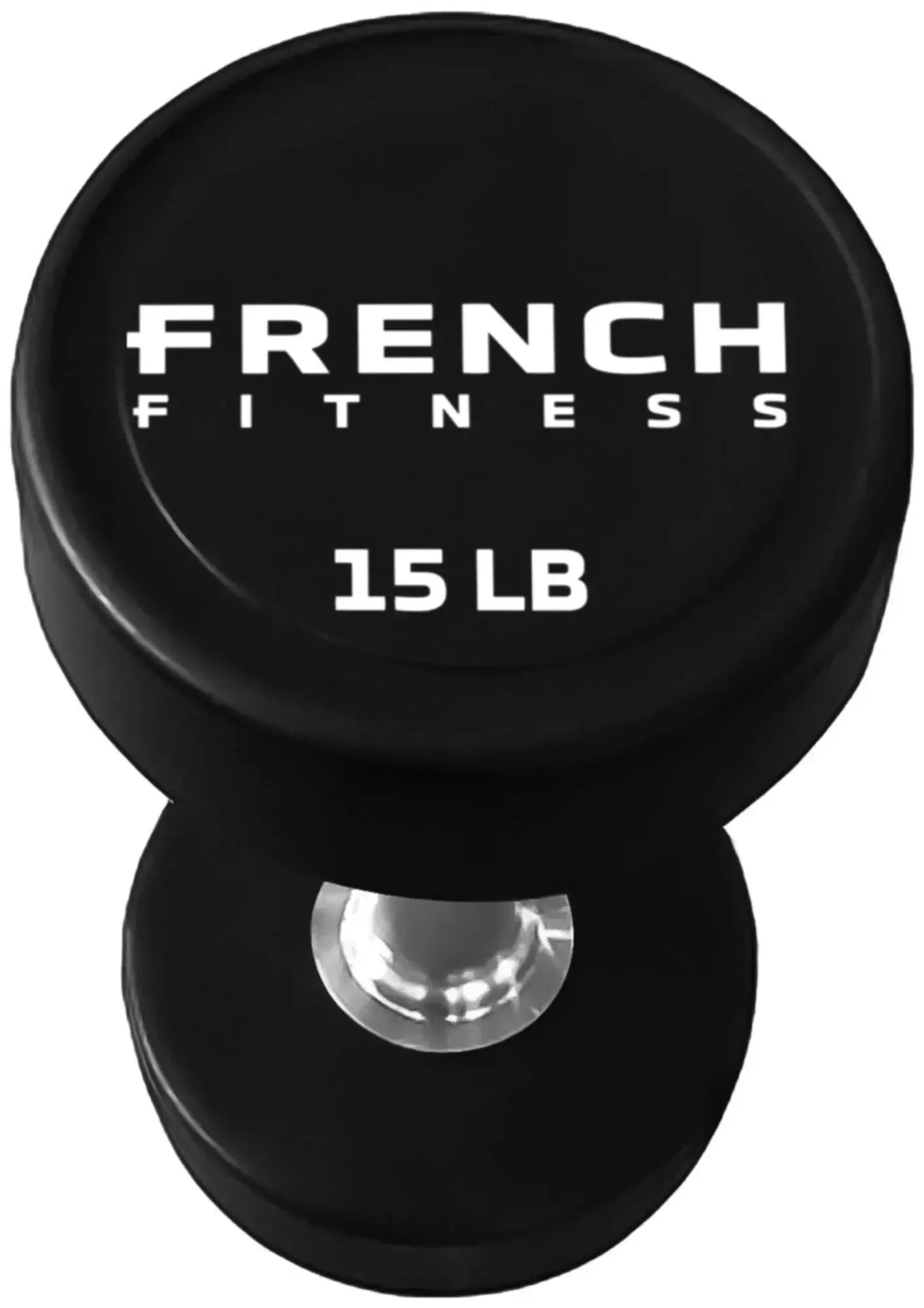 French Fitness Urethane Round Pro Style Dumbbell V2 15 lbs - Single (New) Image 2