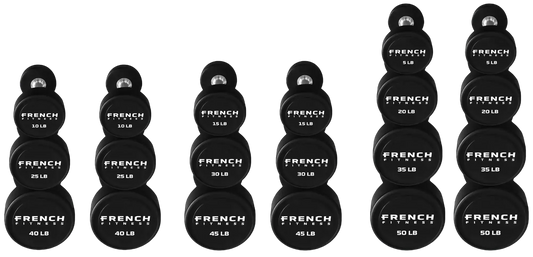 French Fitness Urethane Round Pro Style Dumbbell V2 Set, 5-50 lbs (New) Image
