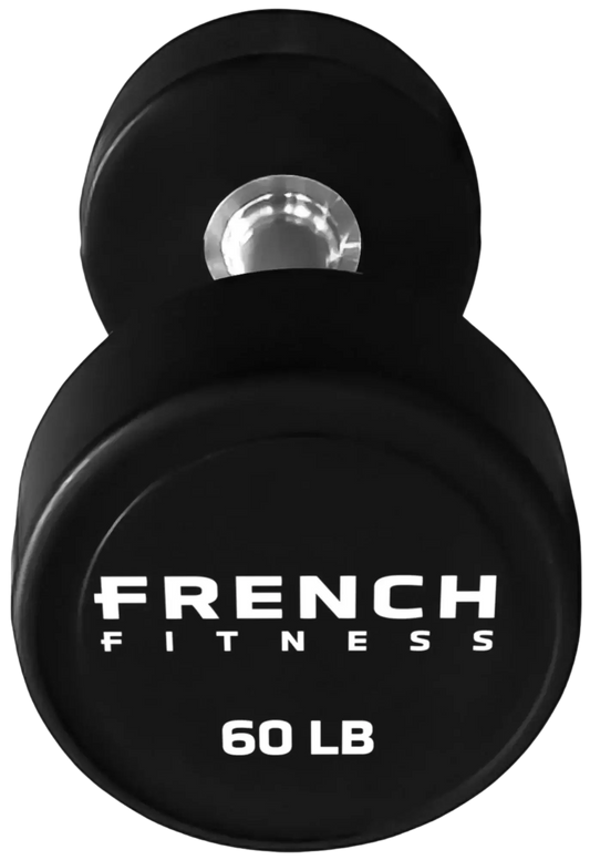 French Fitness Urethane Round Pro Style Dumbbell V2 60 lbs - Single (New) Image