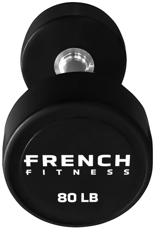French Fitness Urethane Round Pro Style Dumbbell V2 80 lbs - Single (New) Image