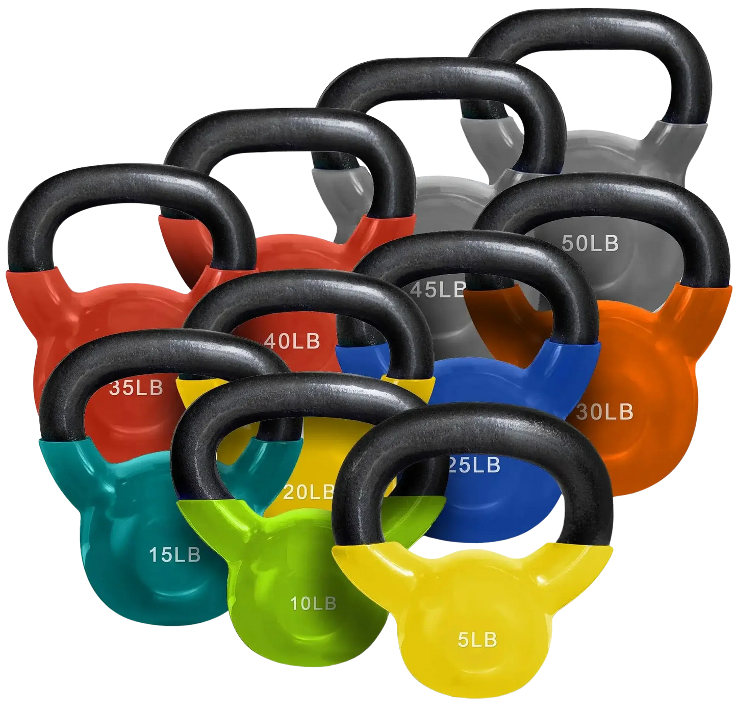 French Fitness Vinyl Kettlebell Set 5-50 lbs (New) Image