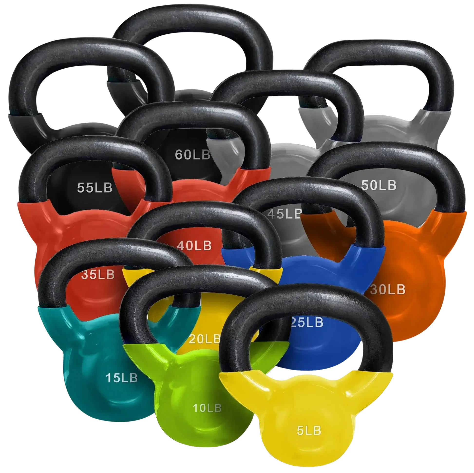 French Fitness Vinyl Kettlebell Set 5-60 lbs (New) Image