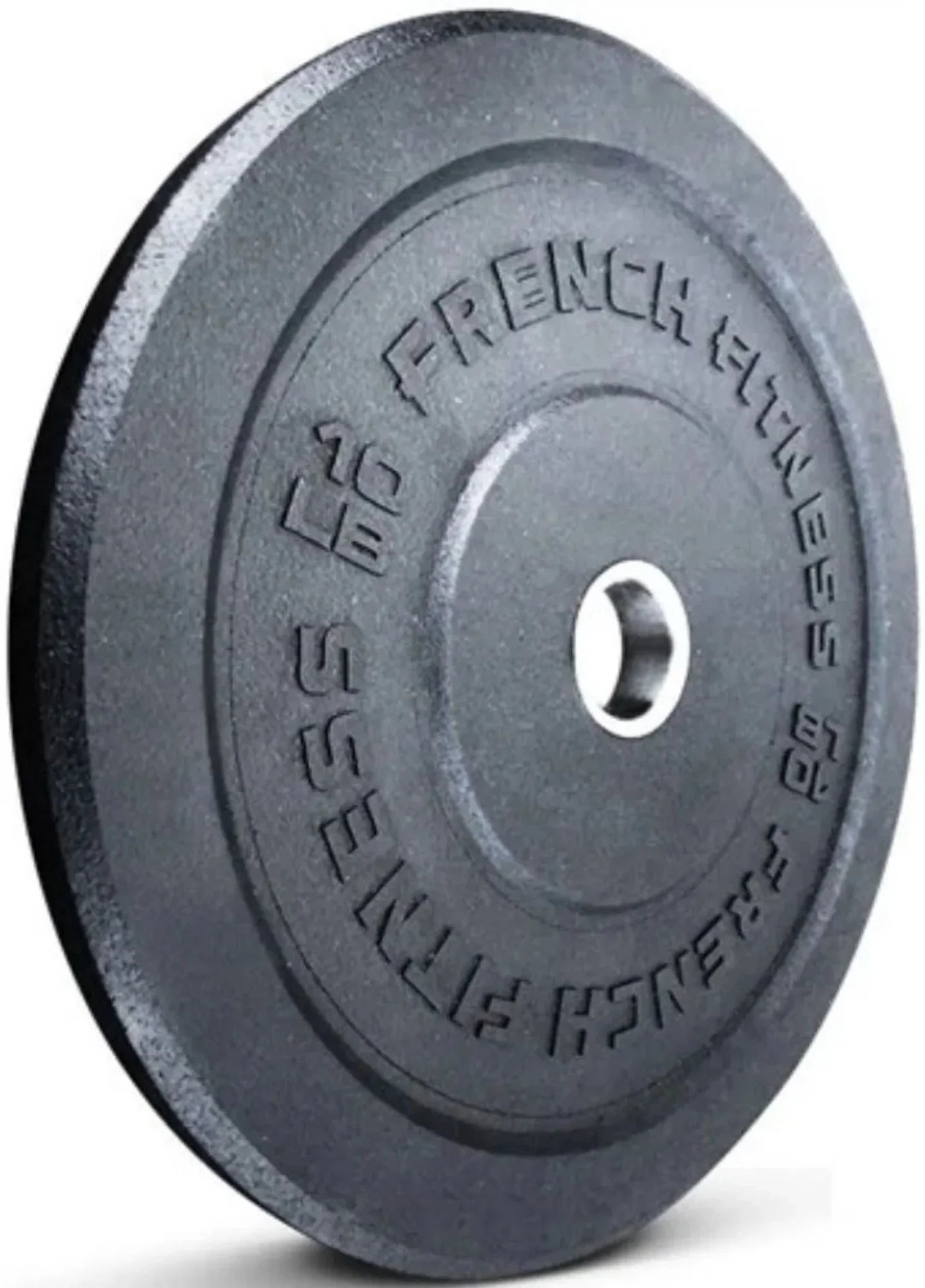 French Fitness  Olympic Bumper Plates Set w/7 ft Olympic Bar 285 lbs - Crumb Rubber (New) - Close Up View