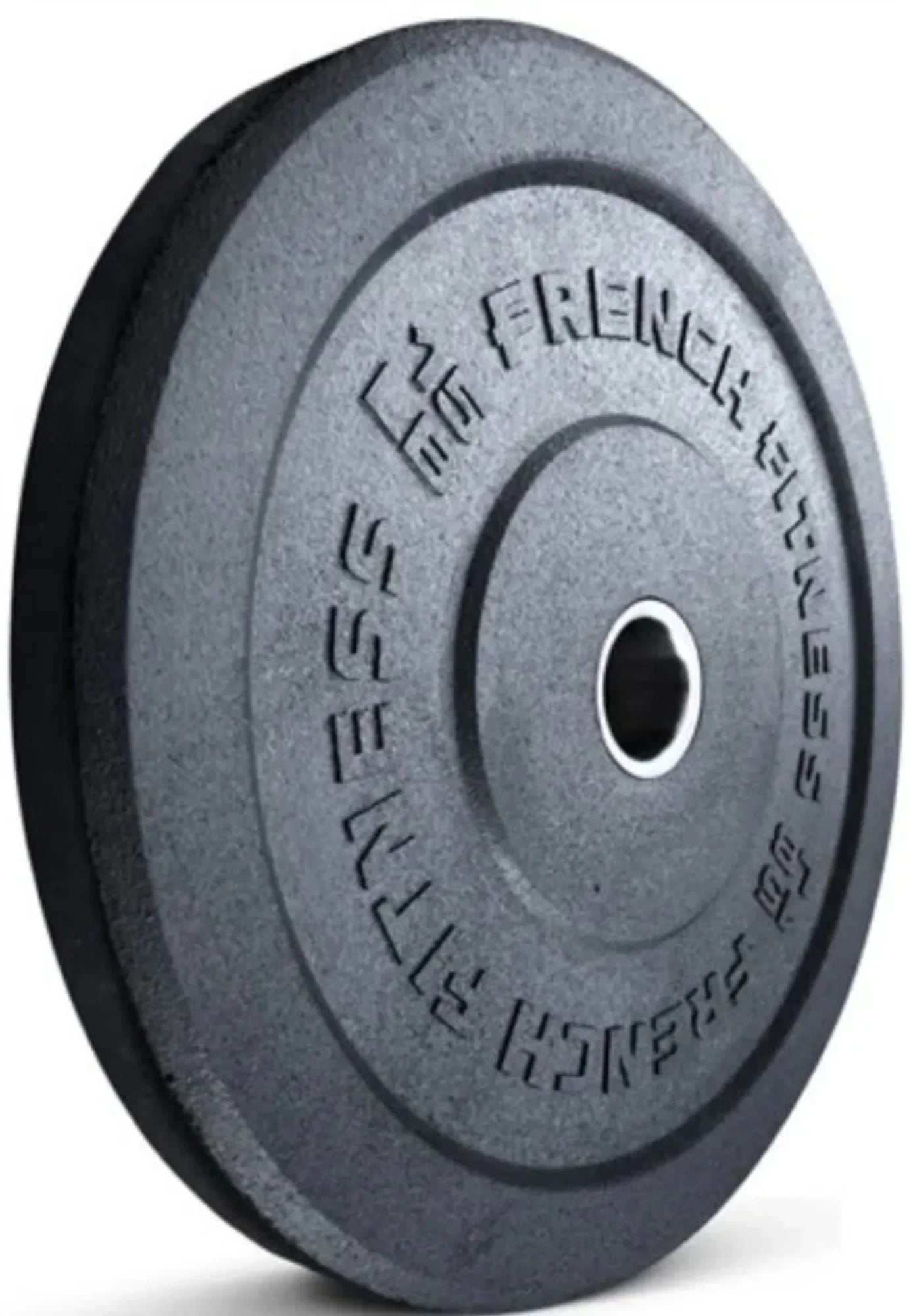 French Fitness  Olympic Bumper Plates Set w/7 ft Olympic Bar 285 lbs - Crumb Rubber (New) - Close Up View