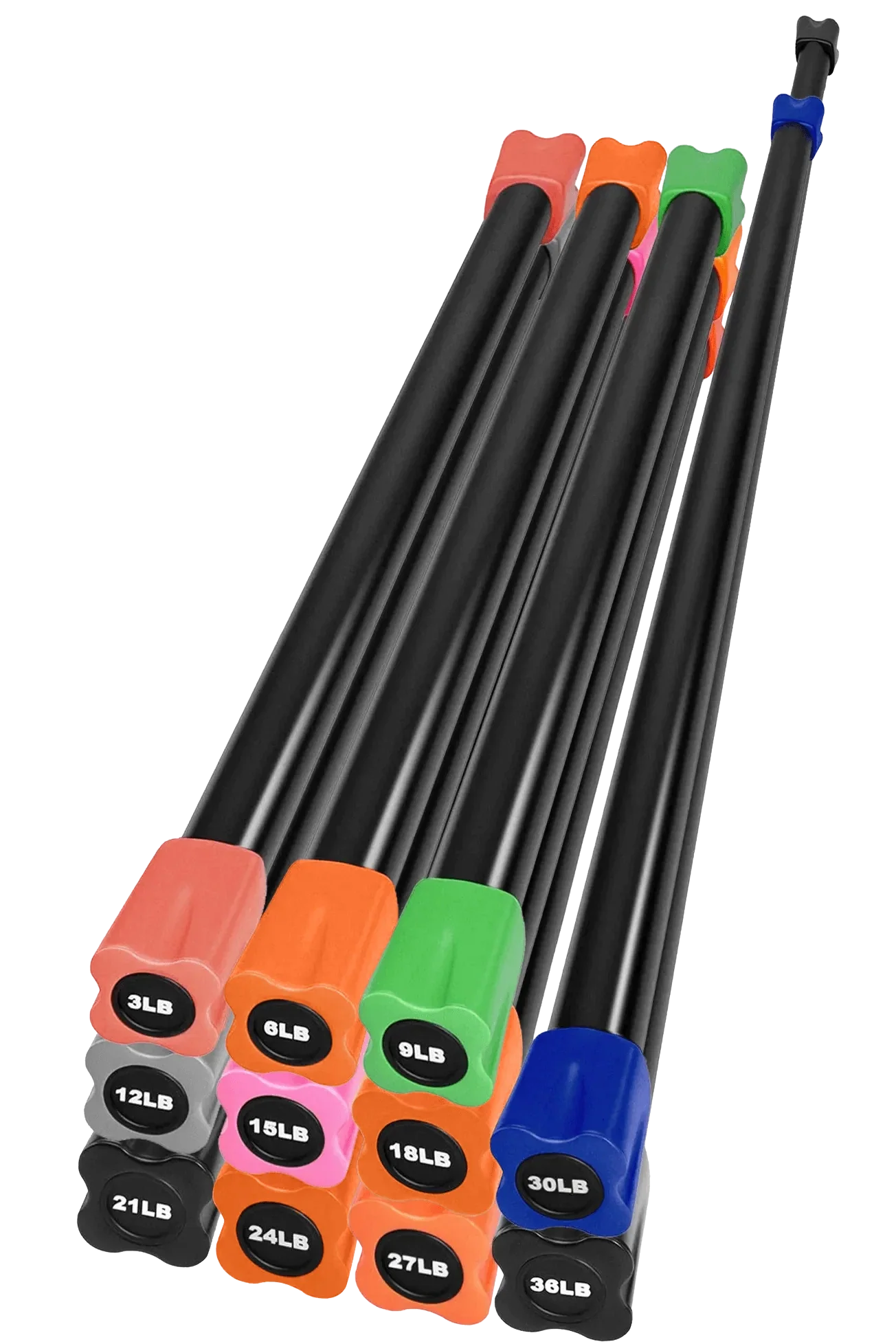 French Fitness Weighted Body Fitness Bar Set of 11 (New)