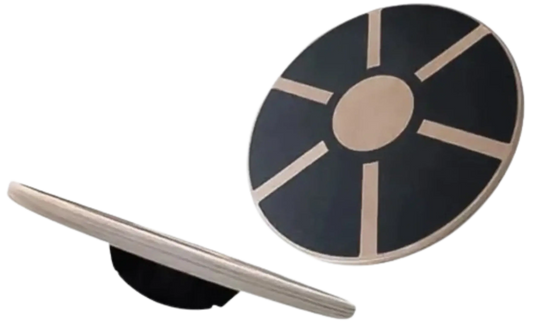 French Fitness - Anti-Slip Wooden Balance Board w/360 Degree Rotation (New) - Angled View