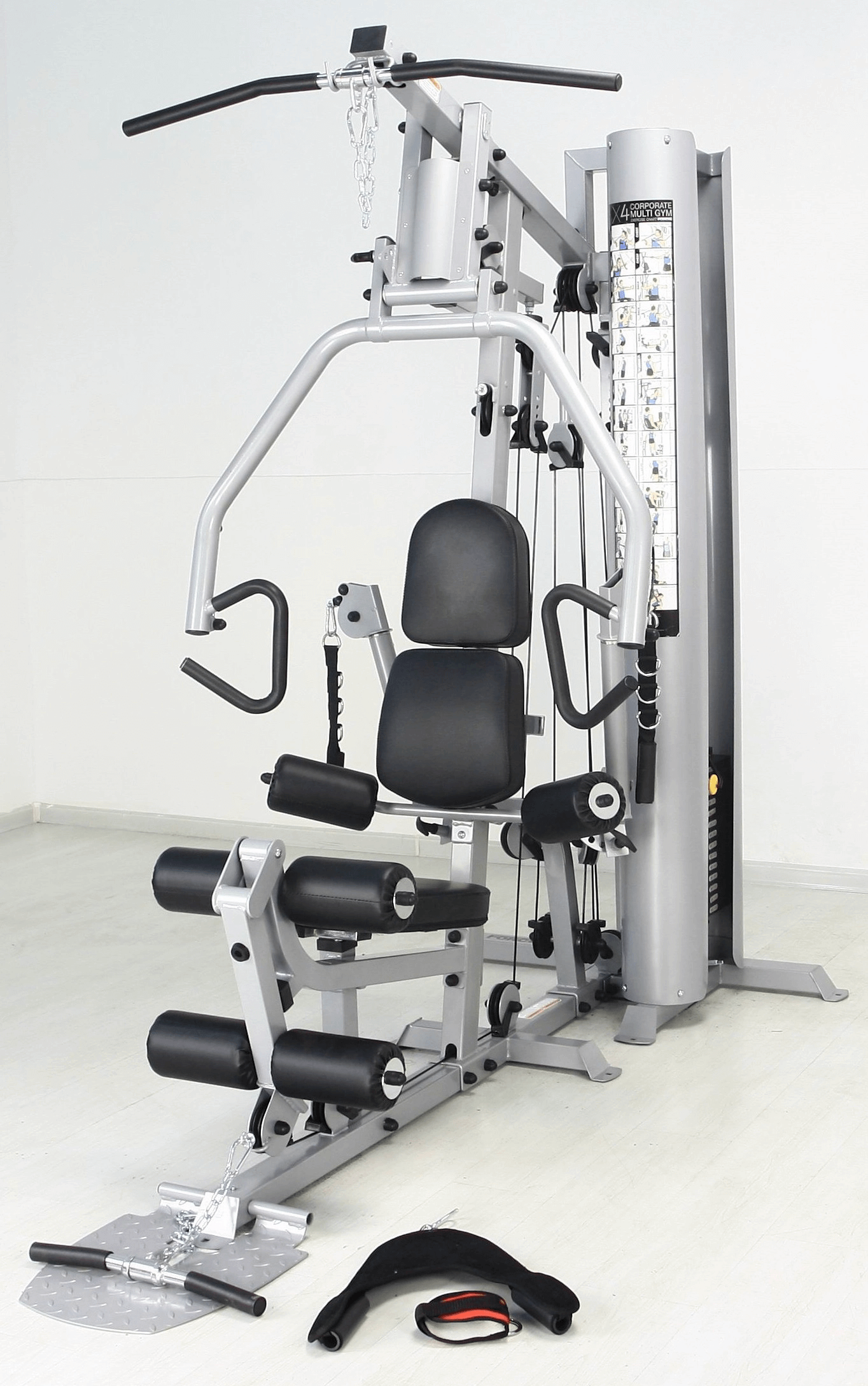 French Fitness X4 Functional Gym System w/Leg Press - Silver (New) Image 3