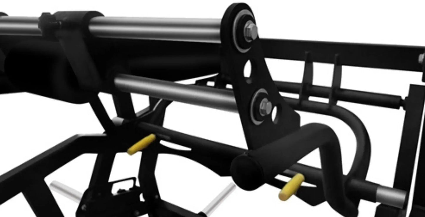 Image Alt Text: French Fitness Aspen Plate Loaded Pro Power Squat - Close Up View