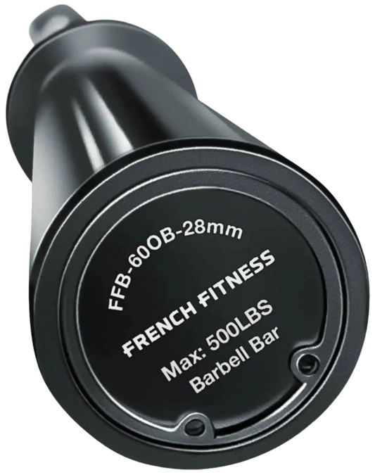 French Fitness 5' Black Olympic Bar - 26 Lbs (New) - Close Up View