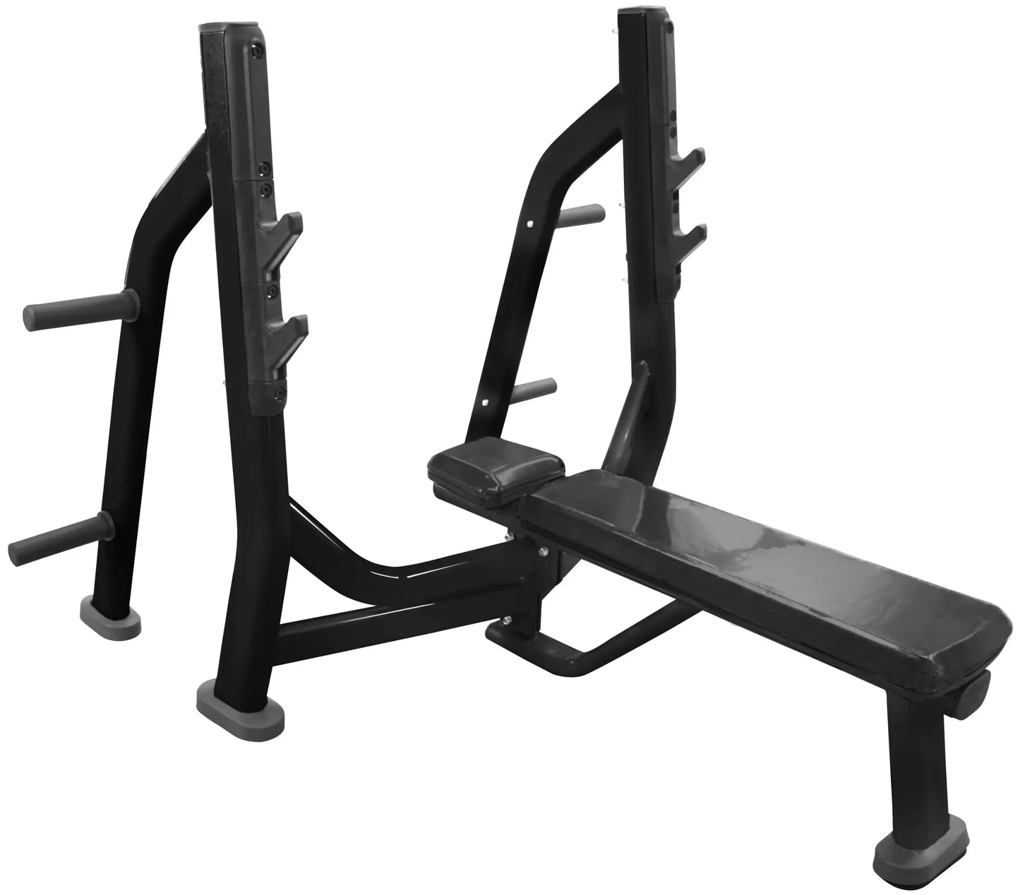 French Fitness FFB Black Olympic Flat Bench w/Weight Horns (New) Image 2