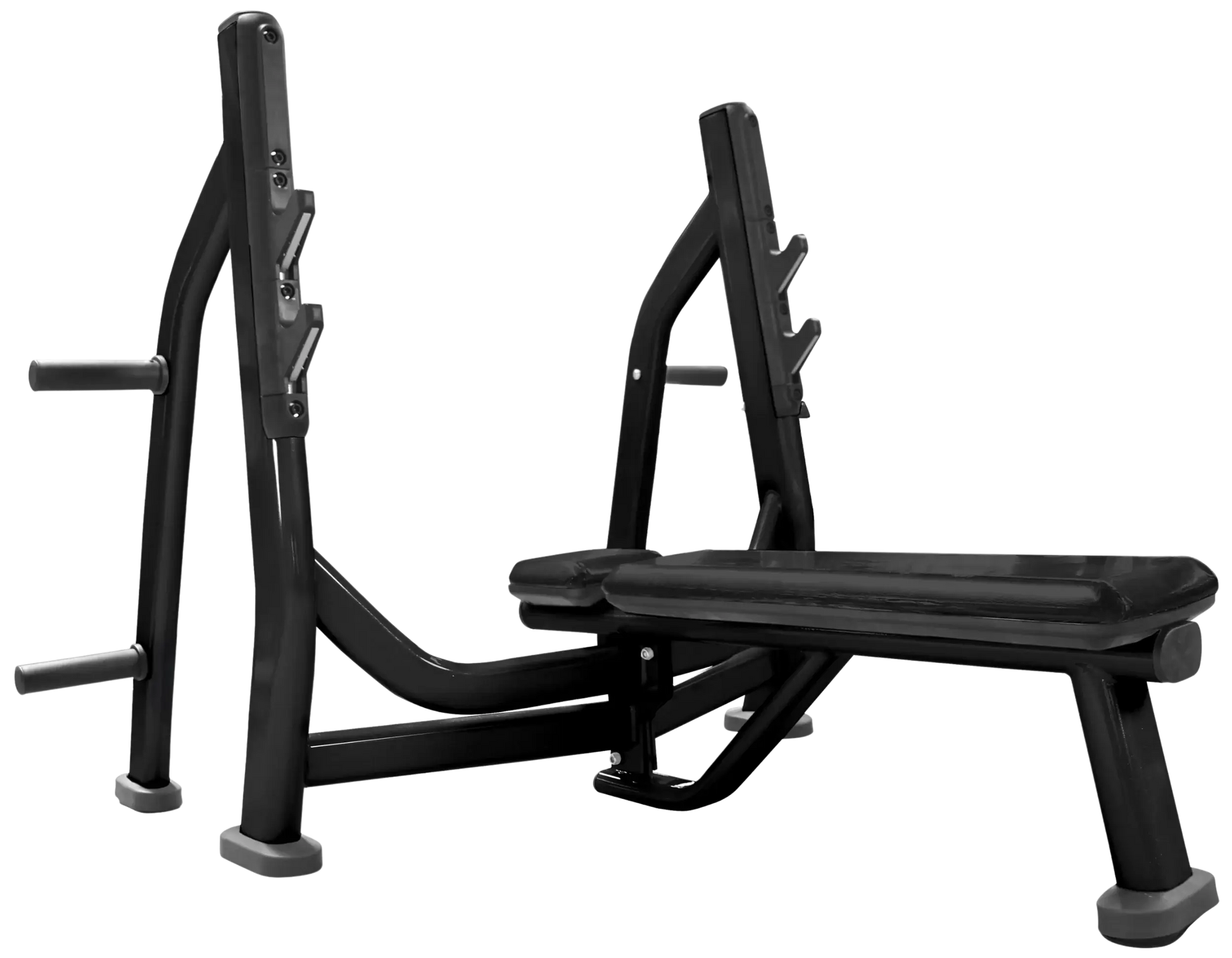 French Fitness FFB Black Olympic Flat Bench w/Weight Horns (New) Image