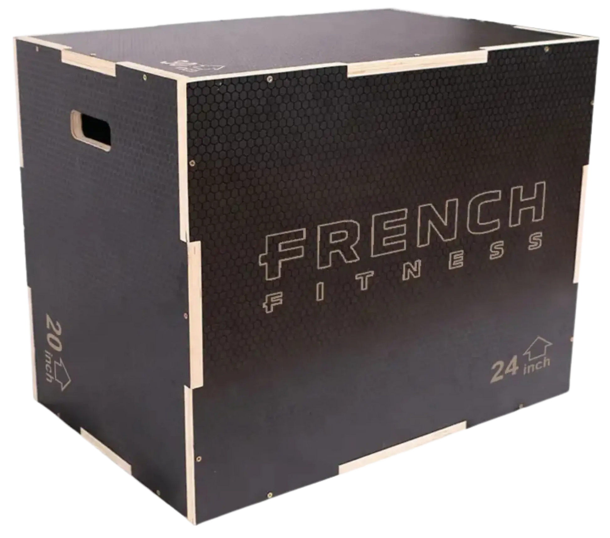 French Fitness - 20-24-30 3-In-1 Wooden Plyo Box - Black (New) - Angled View