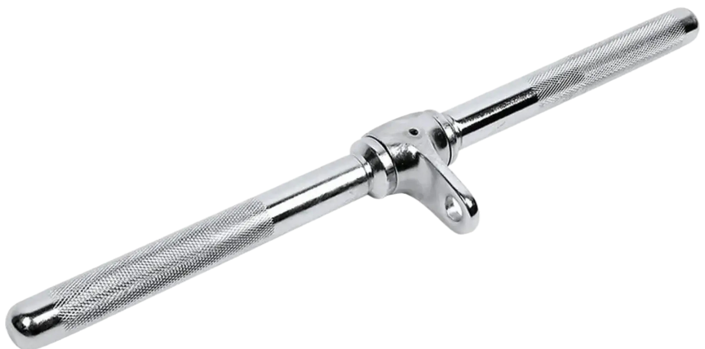 French Fitness - Angled View Chrome 21" Revolving Straight Bar (New) - Angled View