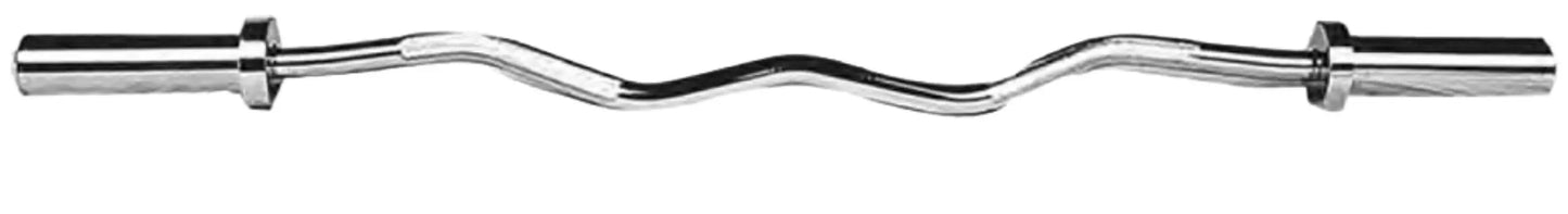 French Fitness - Chrome 47" Olympic EZ Curl Bar (New) - Front View