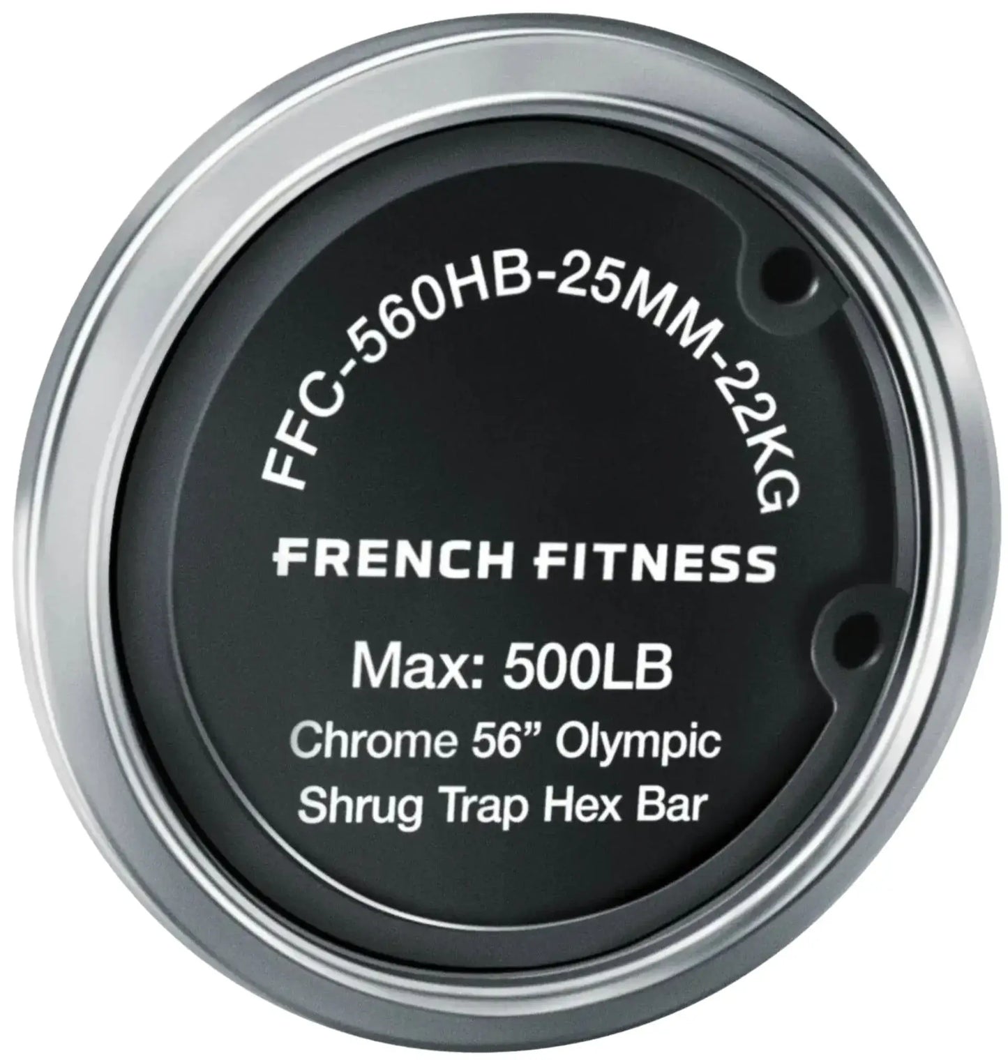 French Fitness - Chrome 56" Olympic Shrug Trap Hex Bar (New) - Close Up View