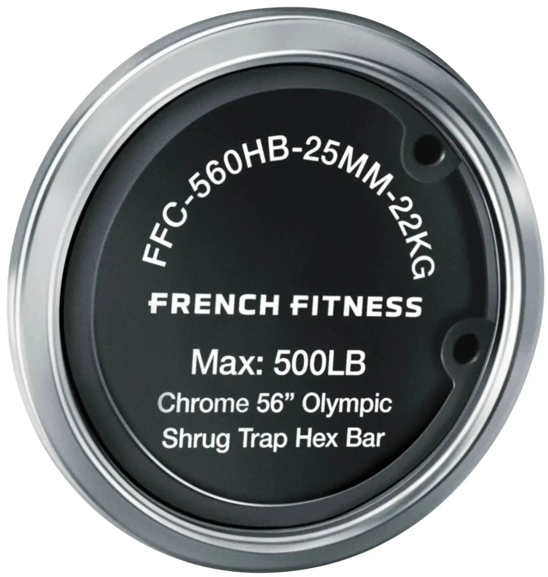 French Fitness - Chrome 56" Olympic Shrug Trap Hex Bar (New) - Close Up View
