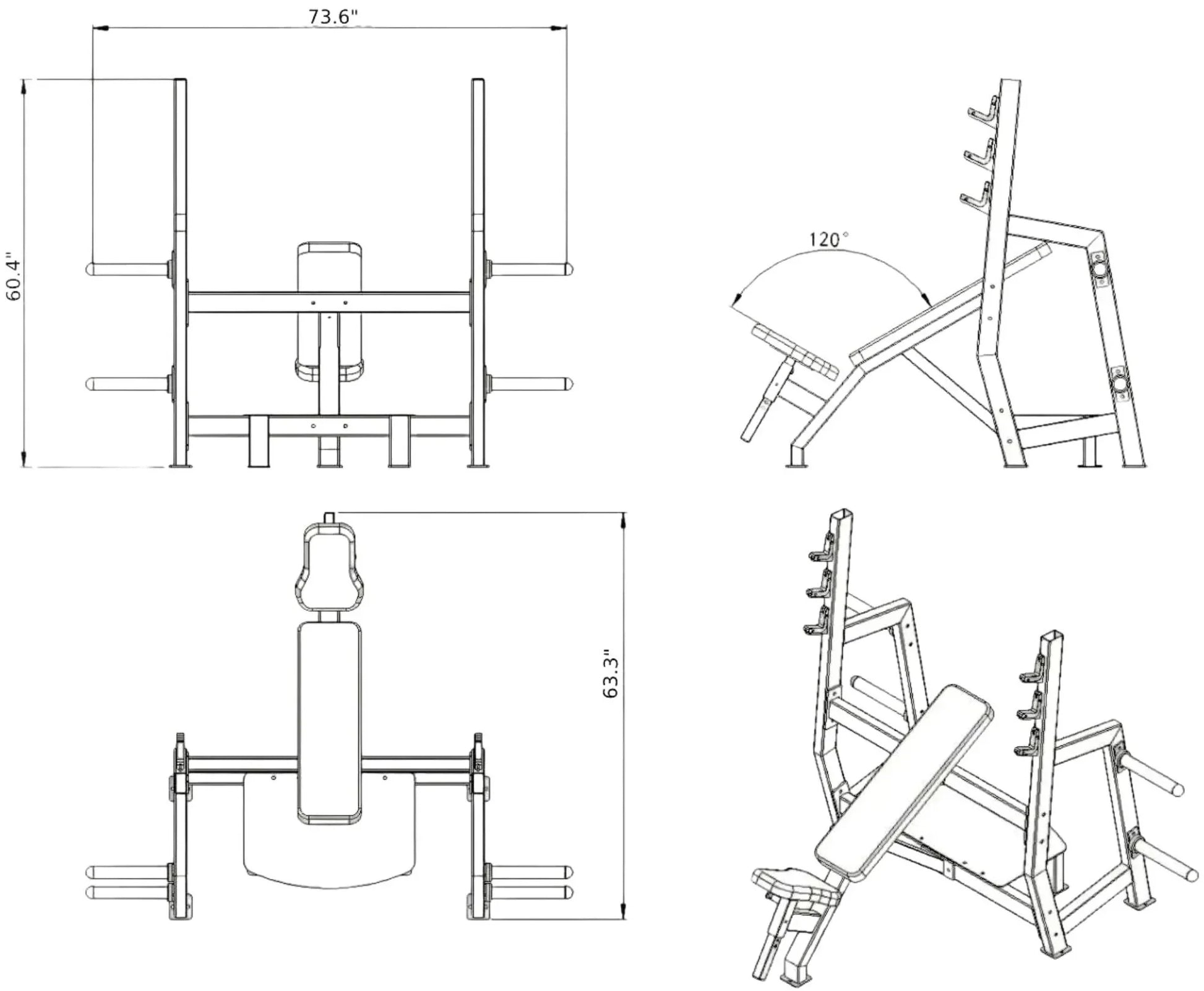 French Fitness Marin Olympic Incline Bench w/Weight Storage (New) Image 4