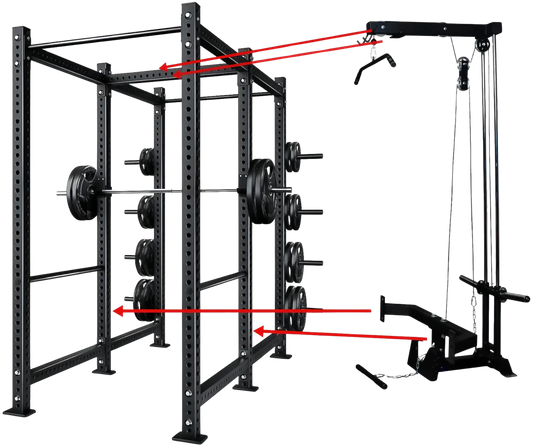 French Fitness R30-RE Commercial Power Rack w/Lat Pulldown / Low Row (New) Image