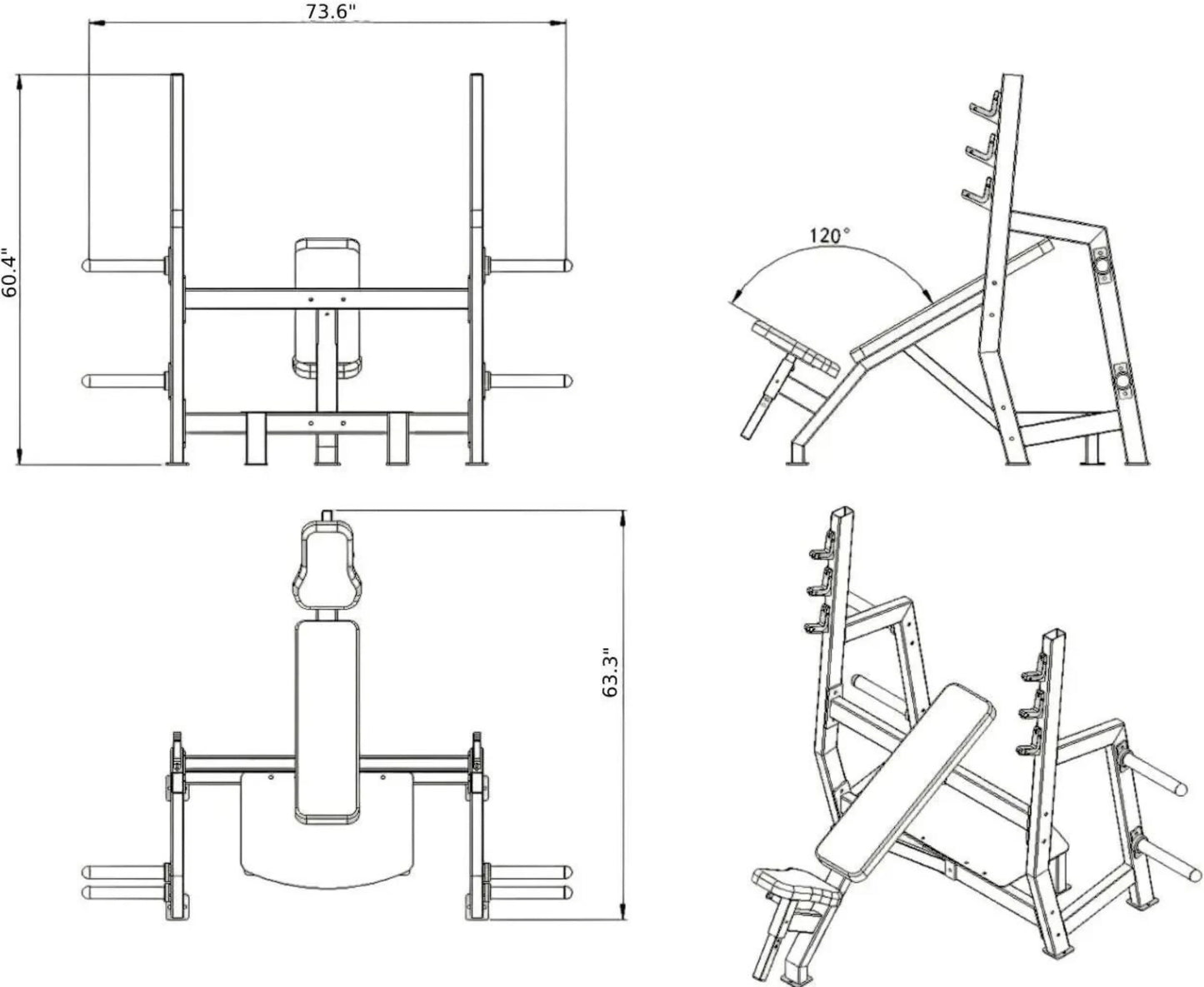 French Fitness Napa Olympic Incline Bench w/Weight Storage (New) Image 3