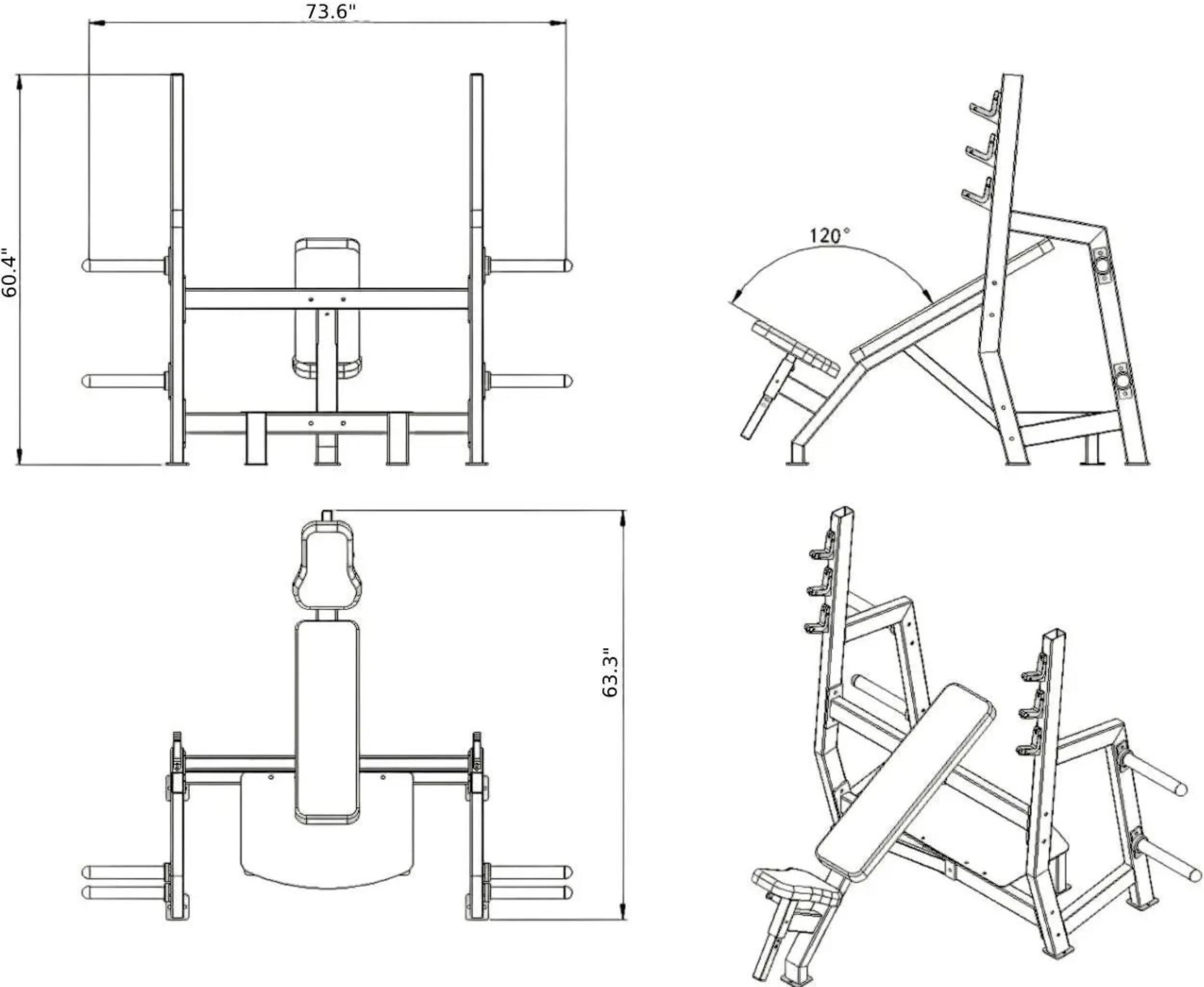 French Fitness Napa Olympic Incline Bench w/Weight Storage (New) Image 3