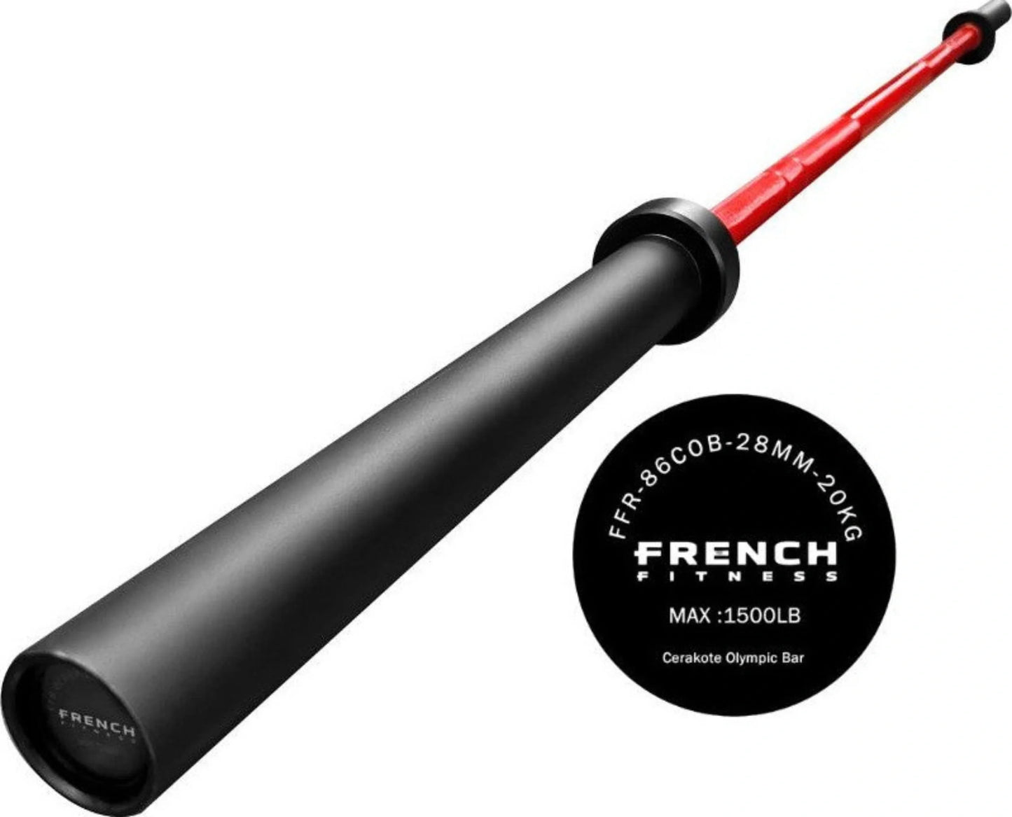 French Fitness Red 7" (86") 45 lb Cerakote Olympic Bar - 1500 lb (New) Image 4