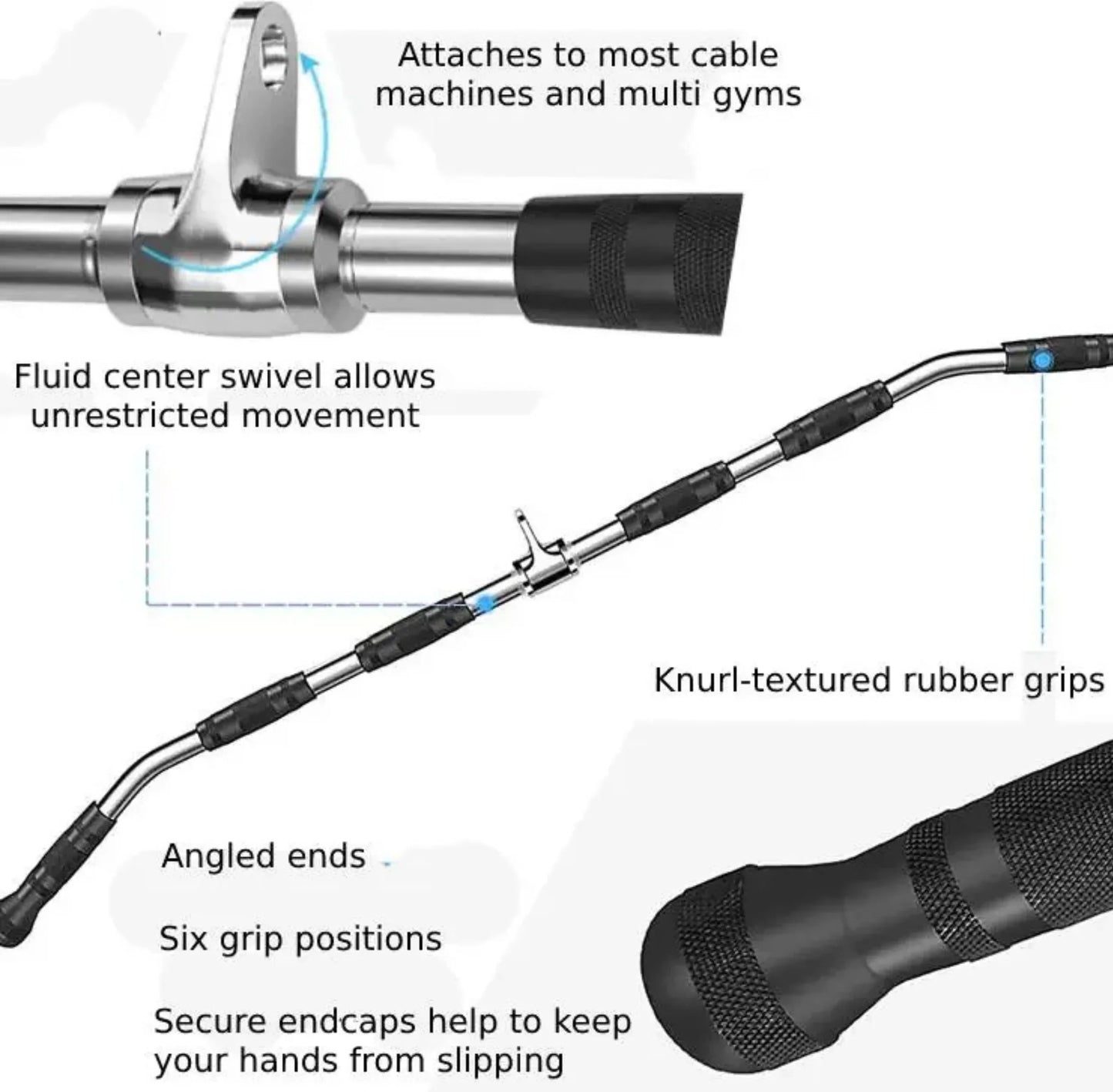 French Fitness 48" Rubber Grip Lat Bar (New) - Details