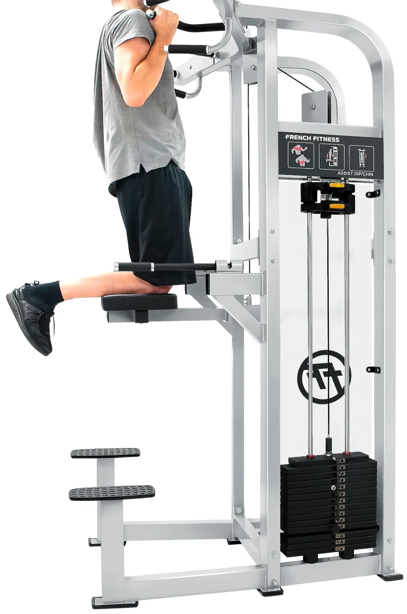 French Fitness Shasta Assisted Chin/Dip – Angled View