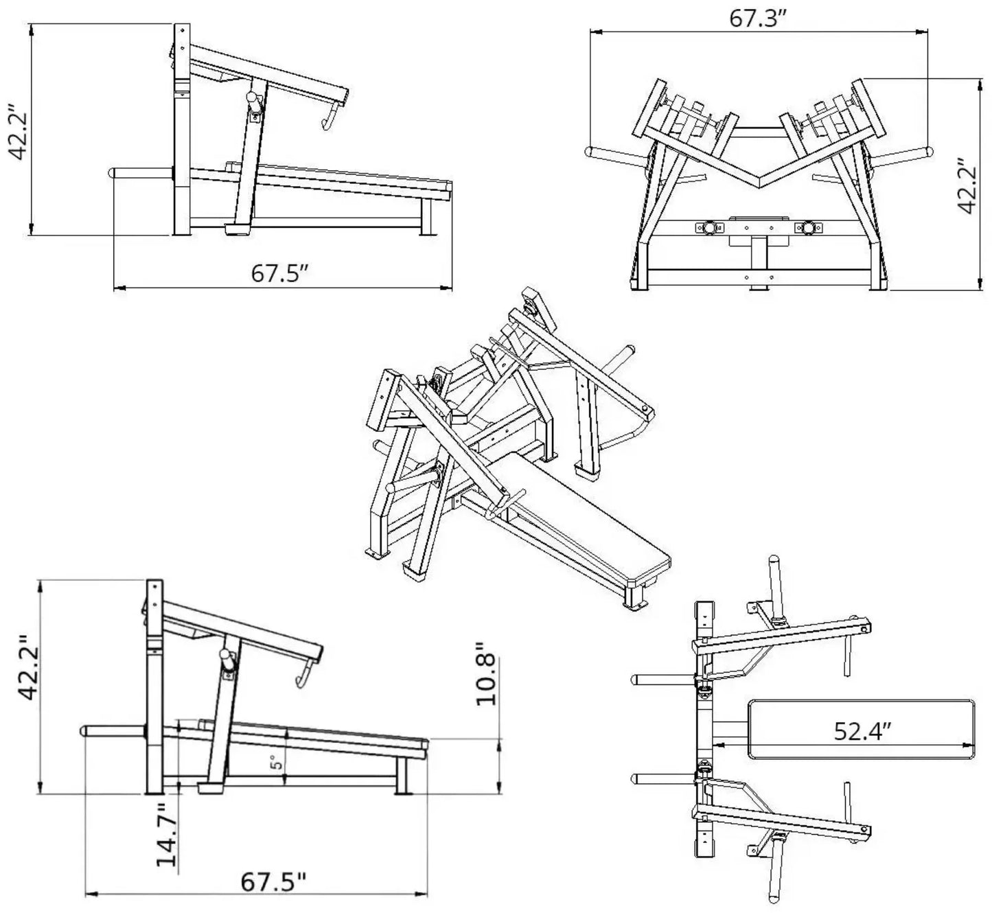 French Fitness FFS Silver Leverage Horizontal Bench Press Plate Loaded (New) Image 2