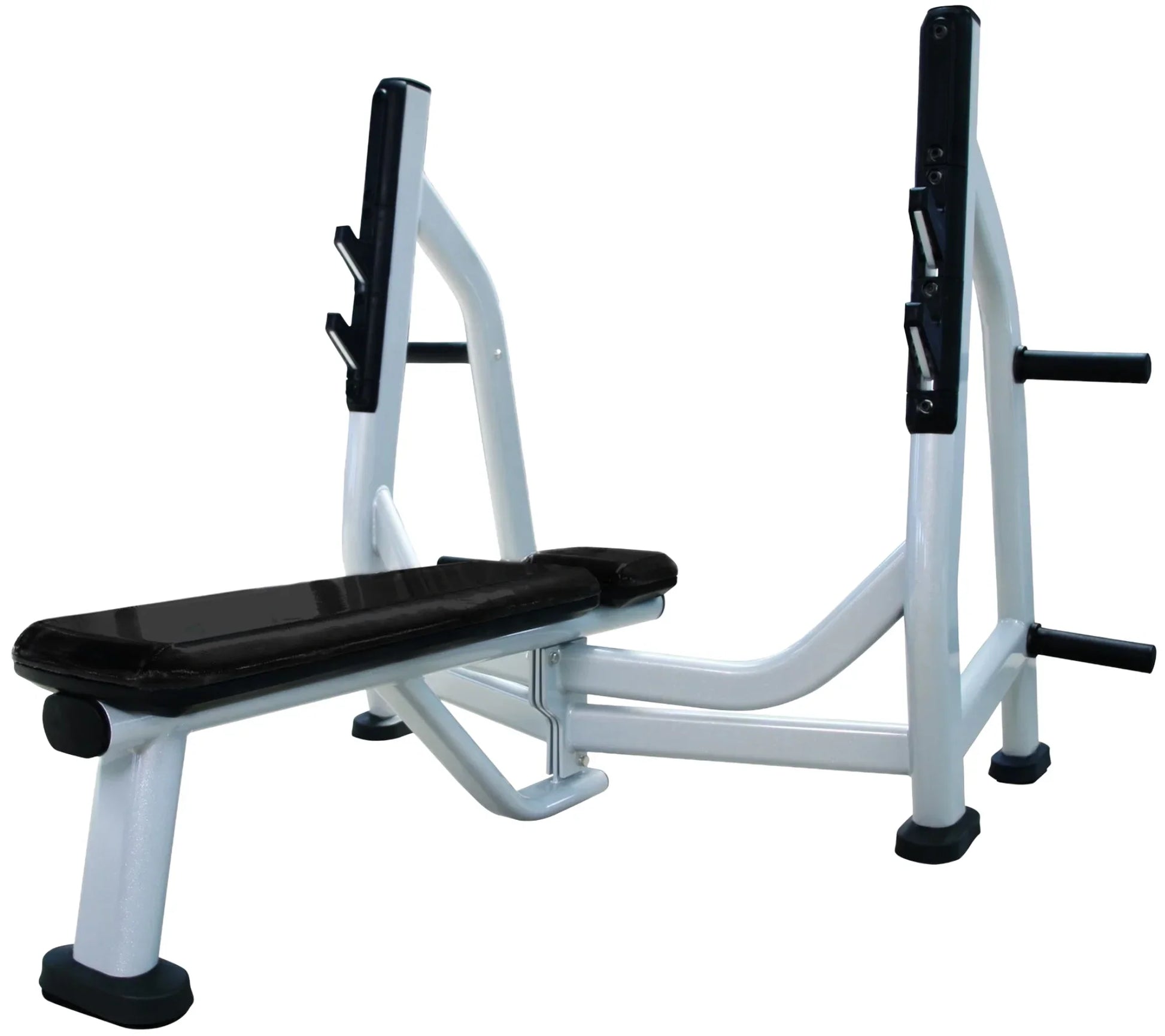 French Fitness FFS Silver Olympic Flat Bench w/Weight Horns (New) Image 2